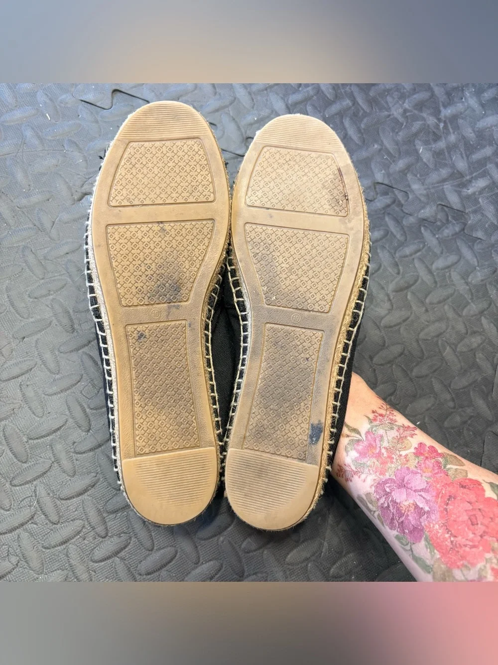 3680 Tory Burch Black Patent Logo Espadrille Flats Size 10